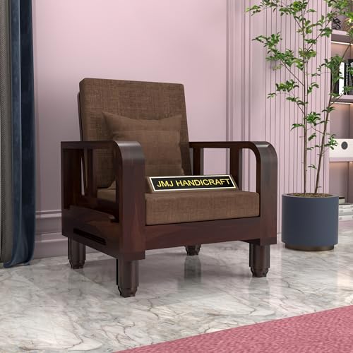 Image of Solid Sheesham Wood Single Seater Sofa - Perfect Sofa Chair for Your Elegant Living Room (Design 15)