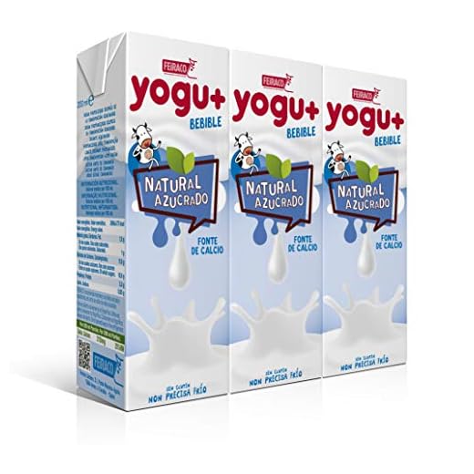 Feiraco Yogu+ Natural Azucarado - Paquete de 8 x 600 ml - Total: 4800 ml