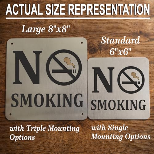 Image of NO SMOKING Sign, 8x8 Inch, Durable Steel, Dual Mount