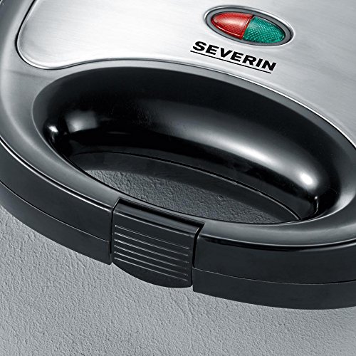 Foto von SEVERIN Sandwichmaker-Toaster für 2 Sandwiches, Dreieckige Sandwichtoasts, Antihaftbeschichtung, 600 W, Edelstahl-gebürstet-schwarz, SA 2969