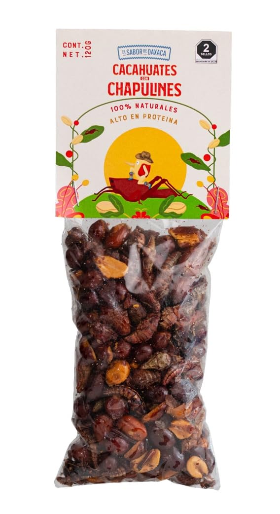 El Sabor de OaxacaPeanuts with Grasshoppers PREMIUM, Cacahuates con Chapulines, Healthy Snack, Handcrafted, 100% Authentic Gourmet Product, 4.2 oz