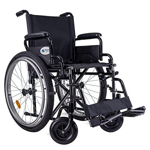 La Mejor comparativa de Silla convertible capazo Top diez. 37 Medical Store Silla de Ruedas Todo Terreno, Modelo 101NB, Acero Resistente, Descansapies Desmontables, Descansabrazos Acojinados, Color Negro, Asiento y Respaldo en Lona de Alta...