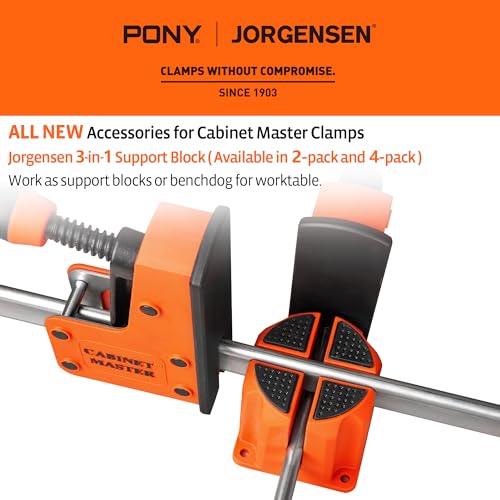 Jorgensen 3-in-1 Support Block, Cabinet Master Parallel Clamp Accessory, Woodworking Bench Dog, Riser Block, Anti-Slip Pad, Clamp Spacer for Assembly and Leveling, 4-Pack by Jorgensen - Used condition - Image 2