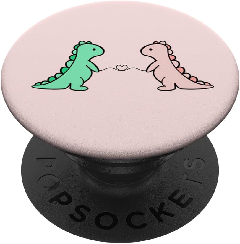 Funny and Cute Dinosaur T Rex Green Dino and Pink for Girls PopSockets PopGrip for MagSafe