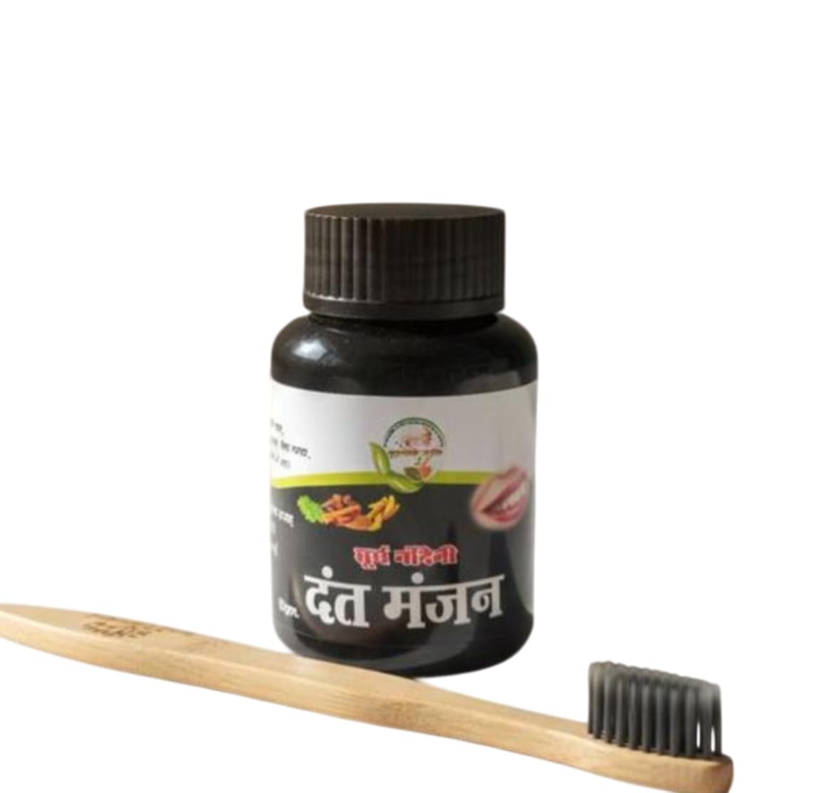 Dant Manjan Tooth Powder, Herbal Ayurvedic Dental Care, Natural Teeth Cleaning, With bambo tooth brush-image-2