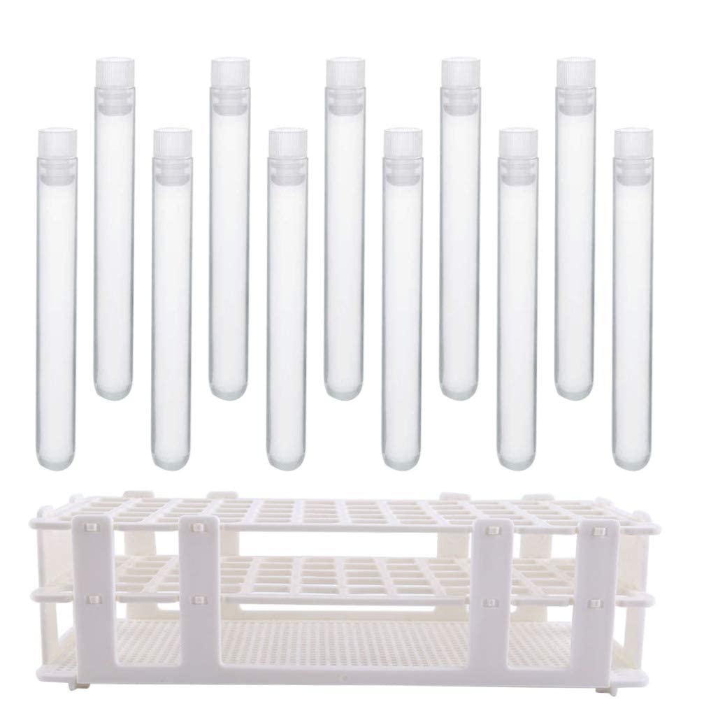 QUNINE 61 Supporti per portaprovette in plastica Trasparente per provette per esperimenti scientifici, Forniture di Laboratorio Scolastico