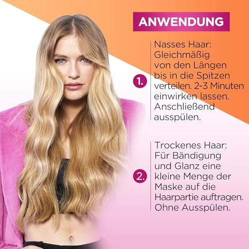 L'Oréal Paris Elvital Anti Spliss Haarmaske für langes, geschädigtes Haar, Intensive Haarkur zum Ausspülen, Mit pflanzlichen Vitaminen und Rizinus-Öl, Dream Length Super Aufbau Maske, 1 x 300 ml