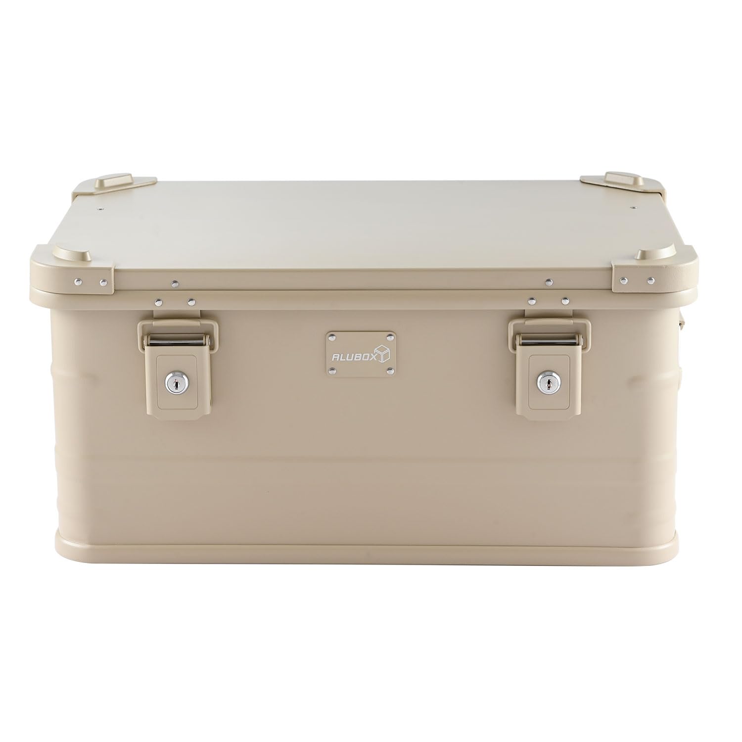 Alubox Alukiste abschließbar E47S SAHARA sand beige - Premium Lagerbox 47 Liter - Materialstärke 1mm - Deckel mit Aluminium Druckguss Stapelecken und Gummidichtung - inklusive Schlösser - lackiert