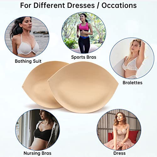 Nimiah Bra Inserts Breast Enhancers - 2 Pairs Push up Swimsuit Pads Add Cups Size Instantly Fits AB, C, D Cup3
