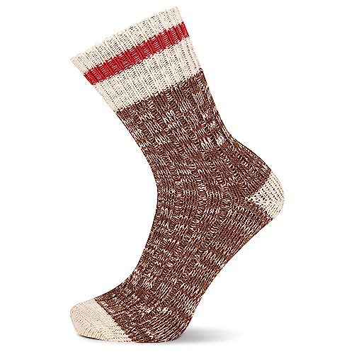 Merrell Men's and Women's Heritage Casual Wool Blend Comfort Crew Sock 1 Pair Pack, Brown, 9.5-12