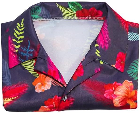 Anime Movie Luffy Cosplay Costume Shirt Hawaiian Beach T-Shirt Red Floral Button Down Short Sleeves