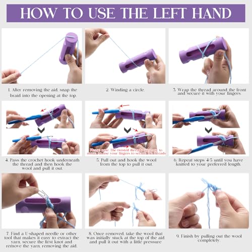 Threlaco 1 Pack Crochet Tool 4 Inch All Yarn Sizes Crochet Tension Tools Learn How to Make Circle Stitch and Guide Knitting Holder Accessories for Beginners Birthday Mother\'s Day Gifts(Purple)
