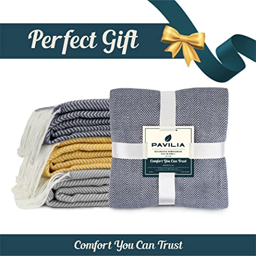 Pavilia Gray Boho Throw Blanket For Couch, Farmhouse Outdoor Decorative Blanket, Faux Cashmere Home Decor Woven Throw, Soft Cozy Herringbone Afghan Sofa, Summer Fall Yoga Gift, Lightweight, Grey 50X60 #TOP7