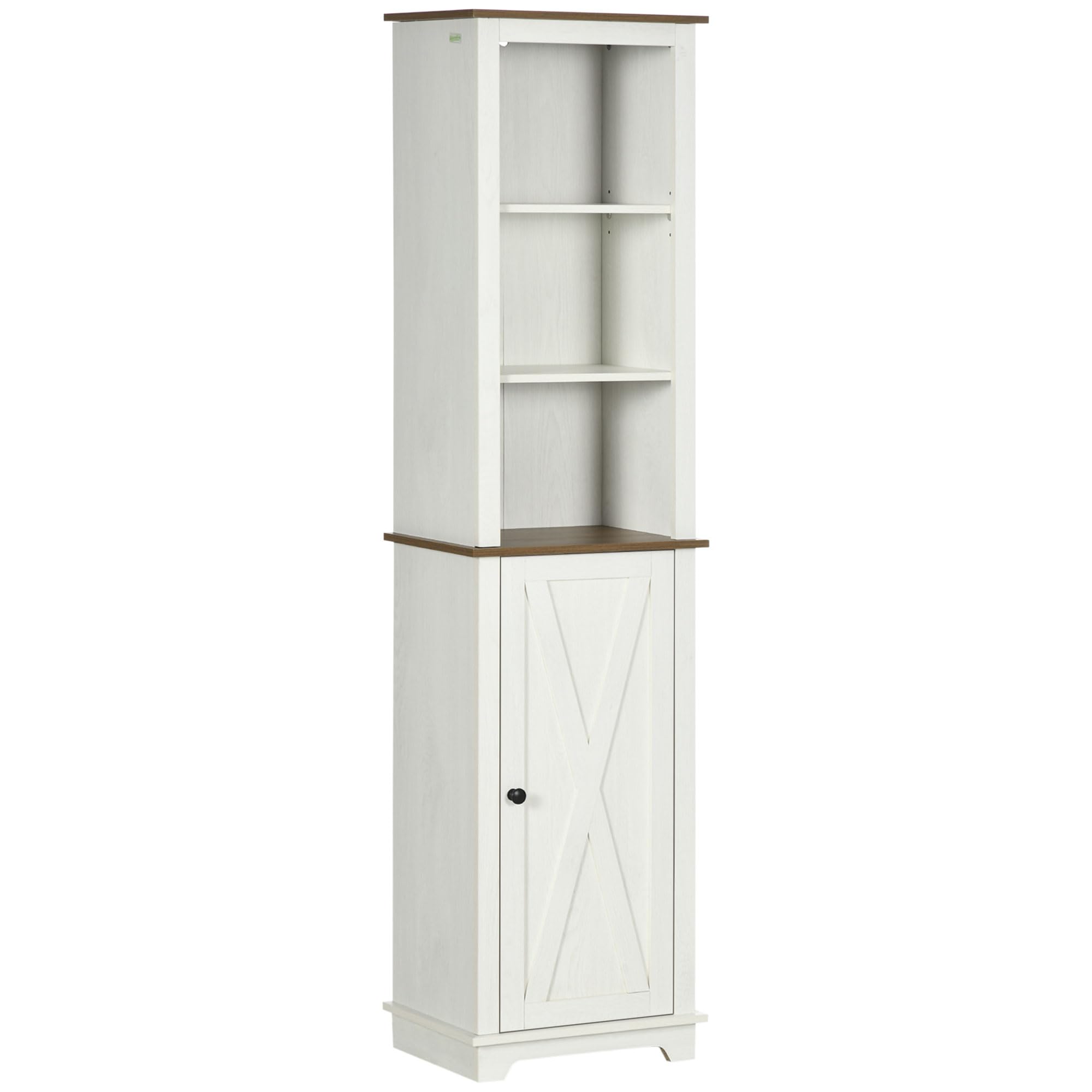Kleankin Tall Bathroom Cabinet - White Storage Cupboard with Adjustable Shelves - Slim Design