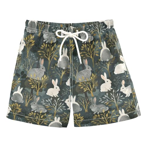 Cute Rabbit Tree Boys Swim Trunks Toddler Shorts Swimwear Boardshorts Multicoloured