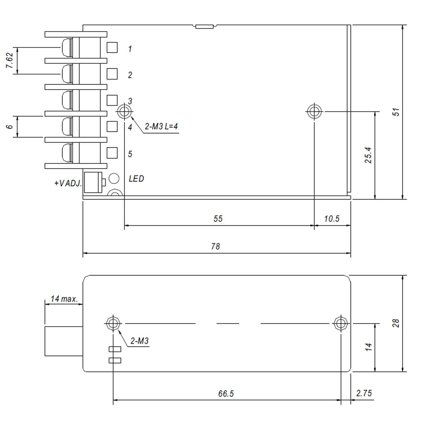 MeanWell RS-25-5 25W 5V 5A Alimentazione Industriale