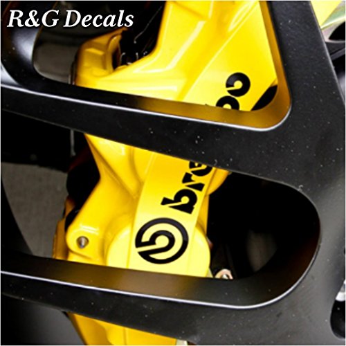 R&G Lot de 4 autocollants pour étrier de frein Brembo haute température + instructions (français non garanti) + solution de préparation de surface (noir)