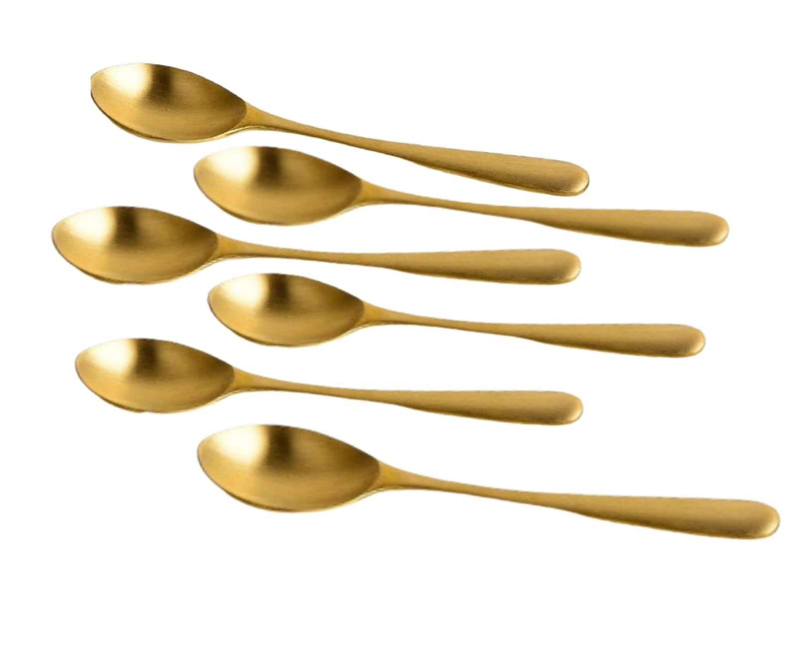 BONA Fide Brass Spoon Set of 6 Dinner Spoon Embossed Design| Brass Spoon Small for Pooja Length 7 inch Long Brass Table Spoon,peetal chamcha