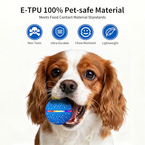 Interaktiver Spielball für Hunde, Intelligenter Selbstbewegender Hundeball, Hundespielzeug Ball, Interaktiver Hundeball 3 Modi, Self Moving Dog LED Ball, Hundespielzeug Wasserdicht Bissfest ETPU(Blau)