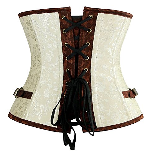 Veendeo Steampunk Underbust Corset Brocade Waist Trainer Cincher Body Shaper Bustier Top M #TOP2