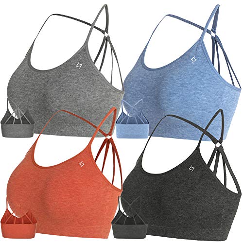FITTIN Strappy Yoga Bra - Seamless Padded for Sports Gym Workout Fitness Pack