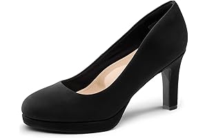 Women's Classic Black Closed Toe Low Heel Platform Pumps