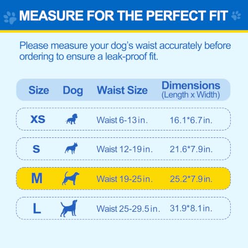 Image of Wowflash 100 Count Dog Belly Bands for Male Dogs, Male Dog Diapers Disposable, Leakproof Dog Wraps with Wetness Indicator, Breathable Quick-Dry, Secure Fit for Doggy Puppy Training, Medium