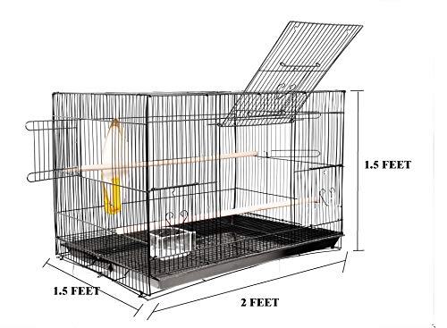 AVI-CRAVE-Bird-cage-for-BirdsParrotFinchesLove-Birds-with-2-Perch-StickCuttlefish-Bone-Holderwith-Cuttlefish-Bone2-gate-to-Install-breeding-BoxAnti-Bird-Escape-Lock-Black