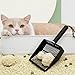 Metal Cat Litter Scooper with Holder, Stainless Steel Metal Litter Scoop Includes Portable Small Broom and Dustpan Set, Speed Sifter Cat Litter Scoop Captures All Clumps, Non-Slip Handle, Easy Clean