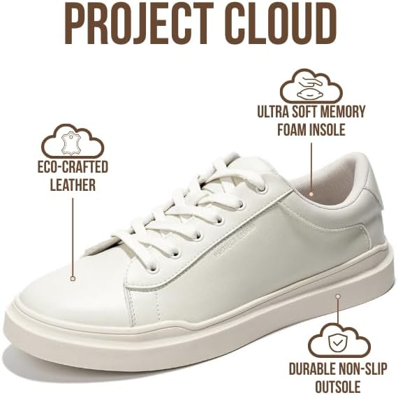 Project Cloud Mens Sneakers - Eco-Crafted Leather Memory Foam Insole Dress Shoes for Men Non Slip Laced-Up Water-Resistant Mens Casual Shoes - Dress Sneakers 2026 (Tilton) - Image 3