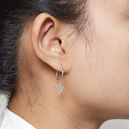 Boma Jewelry Sterling Silver Geometric Diamond & Triangle Pull Through Hoop Earrings2