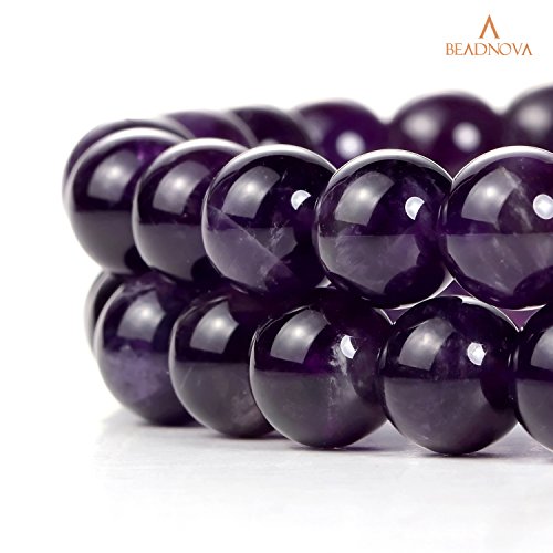 Image of BEADNOVA 10mm Natural Amethyst Purple Quartz Gemstone Round Loose Beads for Jewelry Making (36-38pcs)