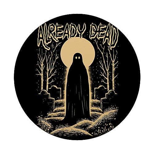 Already Dead Ghost In The Graveyard Haunts The Night PopSockets Swappable PopGrip, Black - Image 3