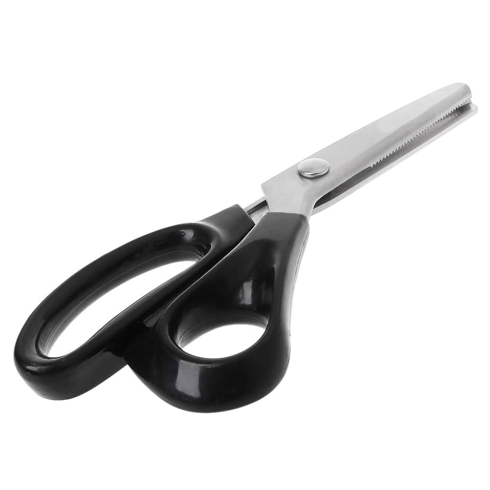 DKDDSSS 2pcs Fabric Scissors, Pinking Shears, Zig Zag Scissors, Serrated Scissors, With Sharp Thread Nipper, Measuring Tape, For Sewing, Tailoring & Crafting (23.5cm/21.2cm