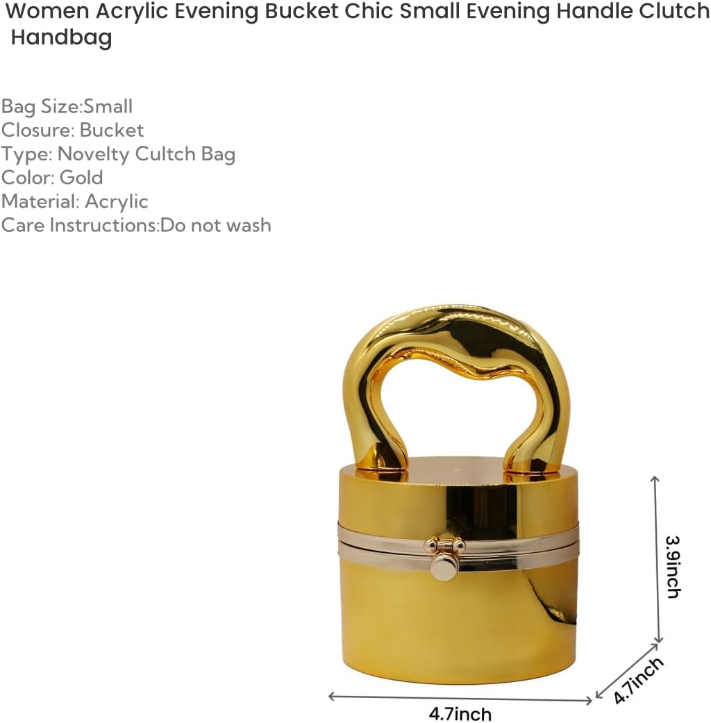 Women Acrylic Evening Bucket Bag Shiny Bucket Cylindrical Thick Handle Clutch Unique Niche Prom Crossbody Handbag - Image 4