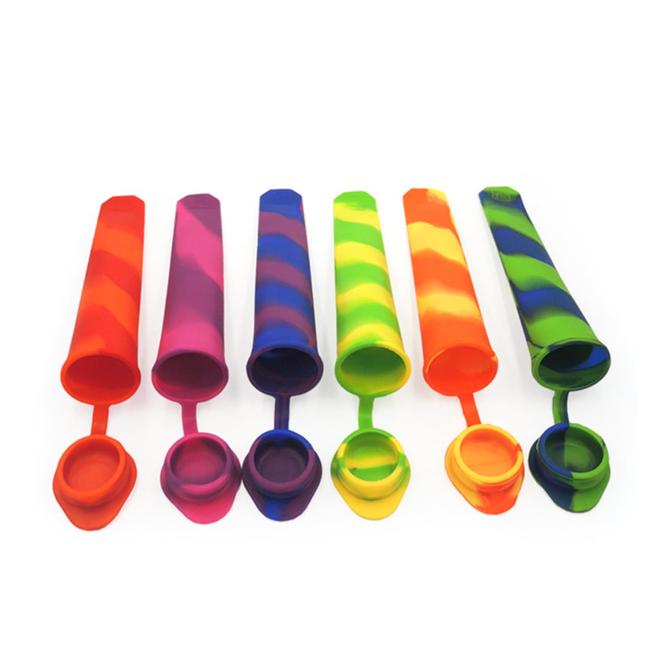 ABOOFAN 6Pcs DIY Food Grade Silicone Ice Molds for Summer Fun Versatile Popsicle Maker Tubes with Lids for Creative Treats Mixed Colors