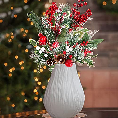 QJUZO-Christmas-Pine-Cone-Picks-Decorations-18-Pack-Artificial-Christmas-Picks-and-Sprays-Red-Berry-Stem-Branches-with-Holly-Leaves-for-Xmas-Tree-Christmas-Wreath-Winter-Holiday-Wedding-Dcor