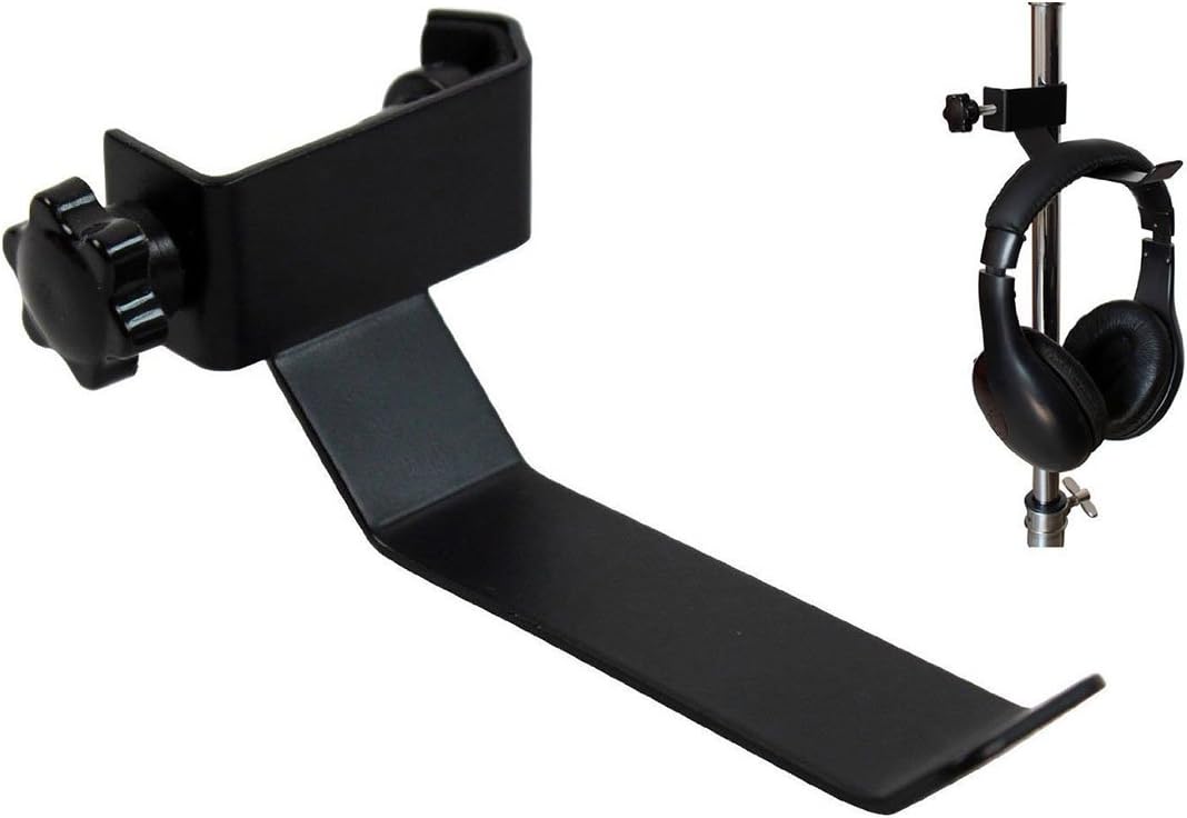 Black Headphone Headset Tambourine Holder Hanger Clip Stand for Microphone/Musical Stand