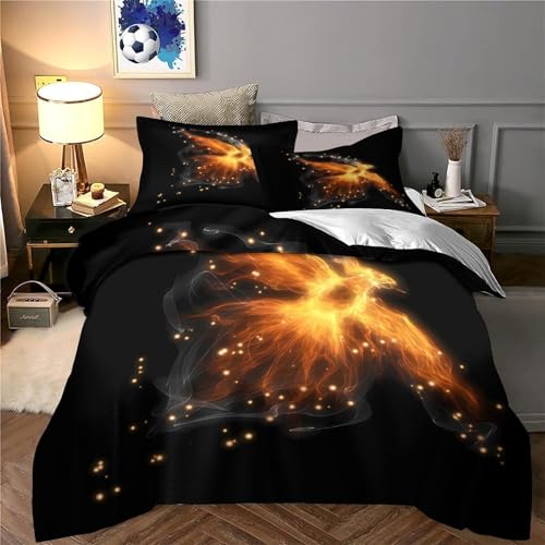 Housse de couette oiseau de feu effet 3D parure lit microfibre ultra douce - 6
