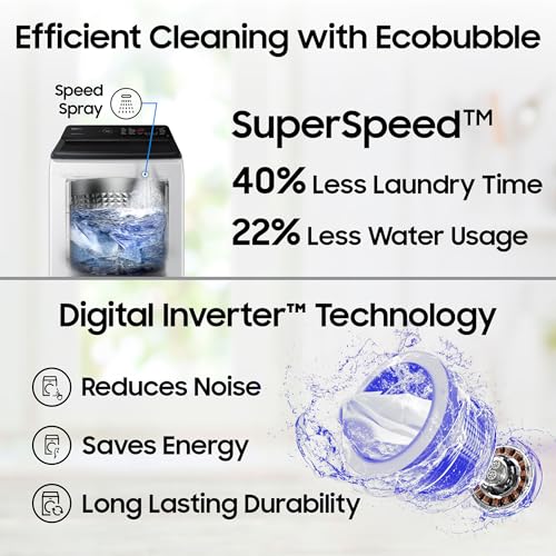 Image of Samsung 7 kg, 5 star, Eco Bubble Technology with Super Speed, Soft Closing Door, Fully-Automatic Top Load Washing Machine (WA70BG4545BGTL, Light Gray)