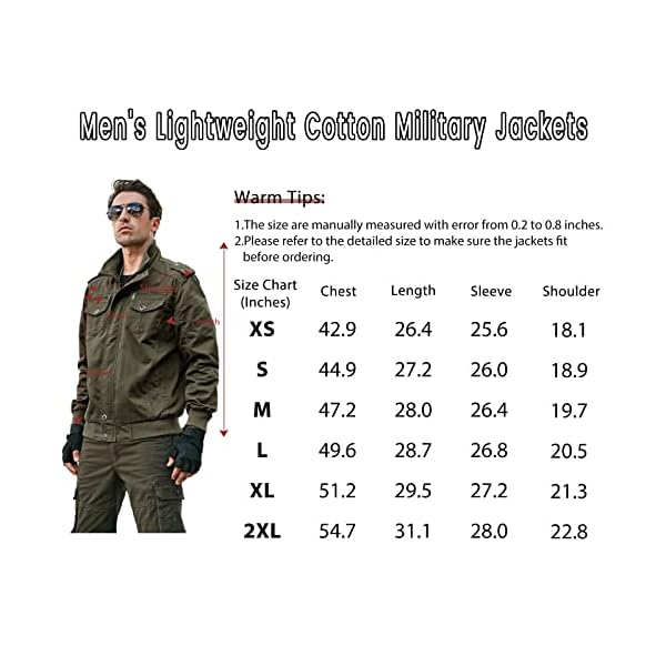 HIJEWE Men Military Jacket Casual Cotton Utility Coat Spring Falls Durable Army Cargo Bomber Stand Collar Multi-Pocket Jacket - Image 7
