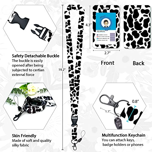 Cute Cow Badge Reel Retractable Heavy Duty With 360 Degrees Rotate Carabiner Clip, Id Badge Holder With Detachable Lanyard, Id Holder Id Clip Name Badge Keychain, Nurse Teacher Offfice Gifts #TOP3