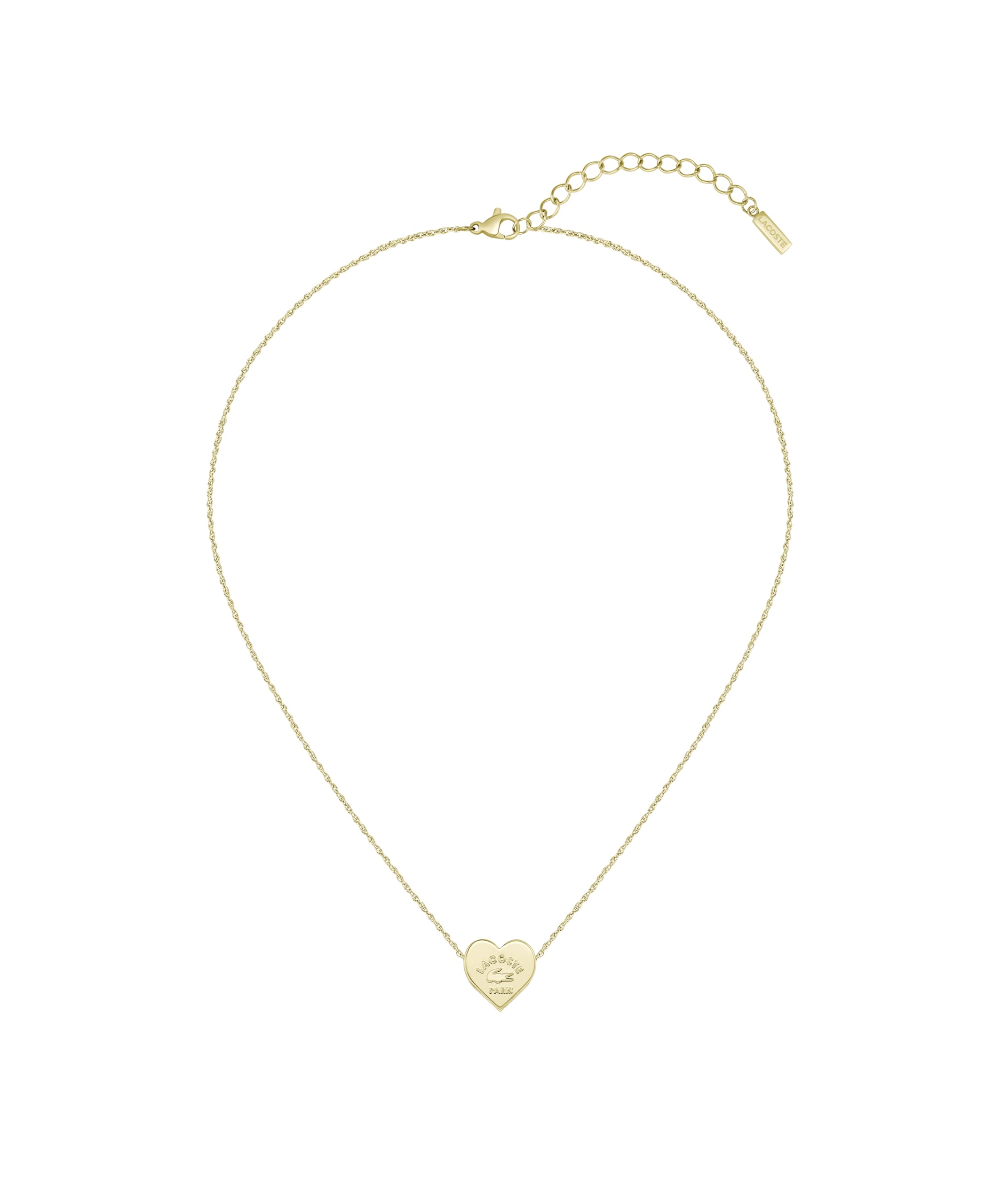 Lacoste Women's LOVE MY CROC Collection Chain Necklace in Yellow Gold with a Heart Pendant - 2040399
