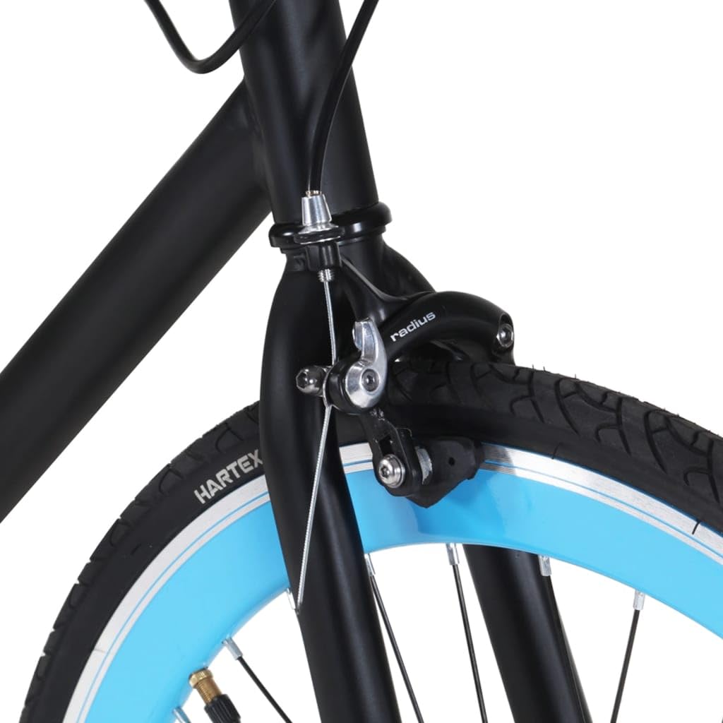 Bicicletta a scatto fisso, colore nero e blu, 700c, 51 cm