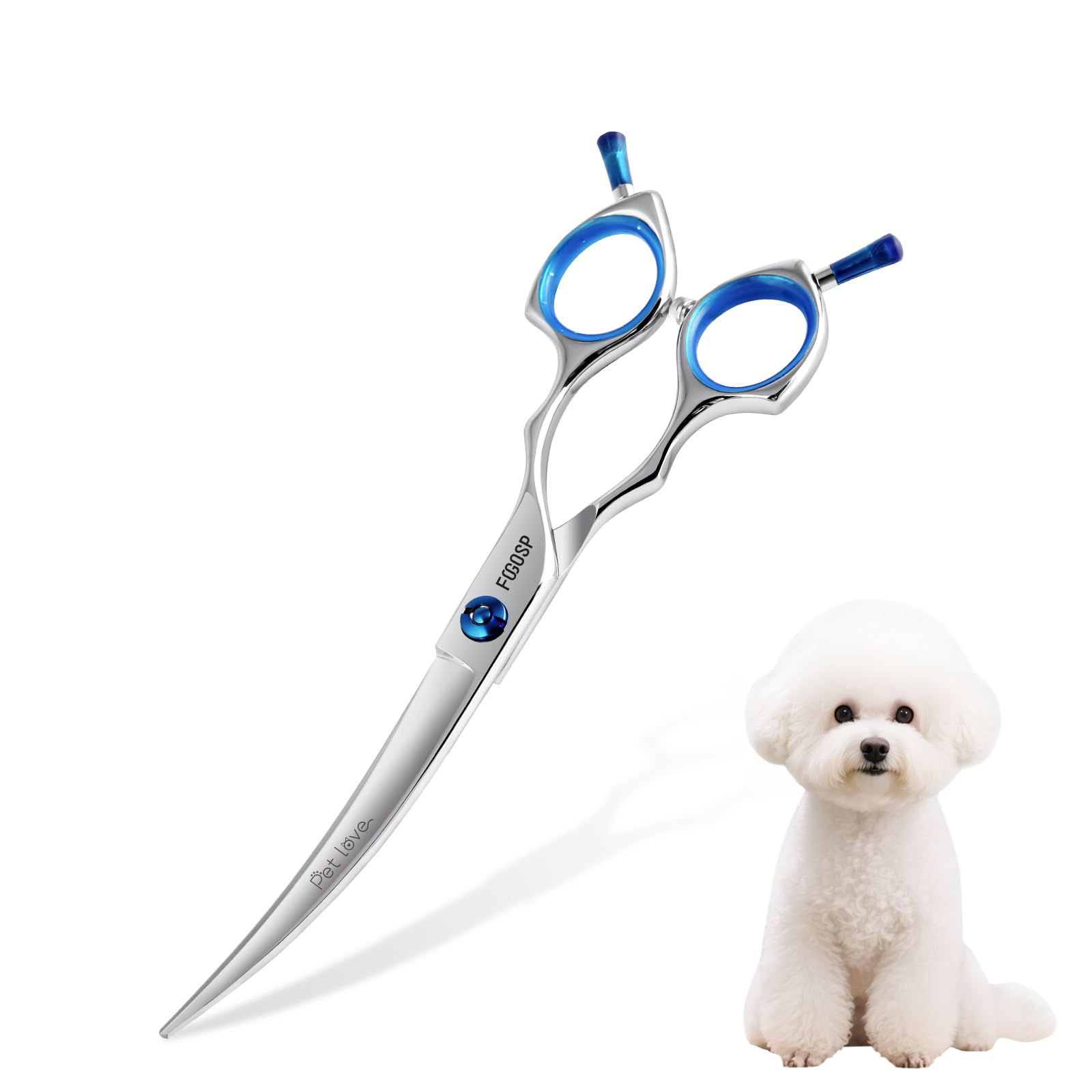 Fogosp Curved Dog Grooming Scissors 6.5 In Small Curve Shears For Pet Dogs Cat Japan 440C 30°Arc Upward & Downward For Trimming Face And Paws(6.5, Curved)