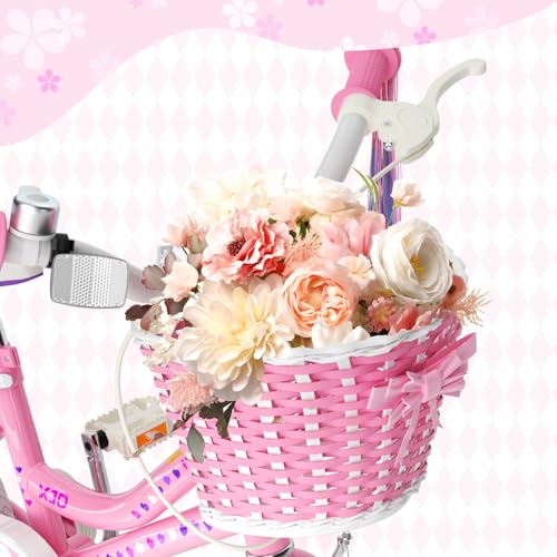 Image of XJD Girls Bike for Toddlers 3-9 Years Old Kids, 12 14 16 Inch Kids Bike with Training Wheels, Streamers, Basket and Doll Seat
