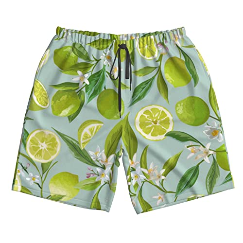 Lime Citrus Fruit Mens Swim Trunks Men's Shorts Swimwear Bathing Suits Quick Dry Beach Shorts with Pockets