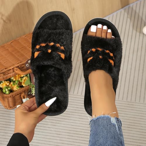 Halloween Slippers for Womens Mens Memory Foam Cotton Plush 𝐅luffy 𝐆𝐇𝐎𝐒𝐓 Slippers Funny Holiday Slip-on Indoor Outdoor Warm 𝐇ouse Shoes4