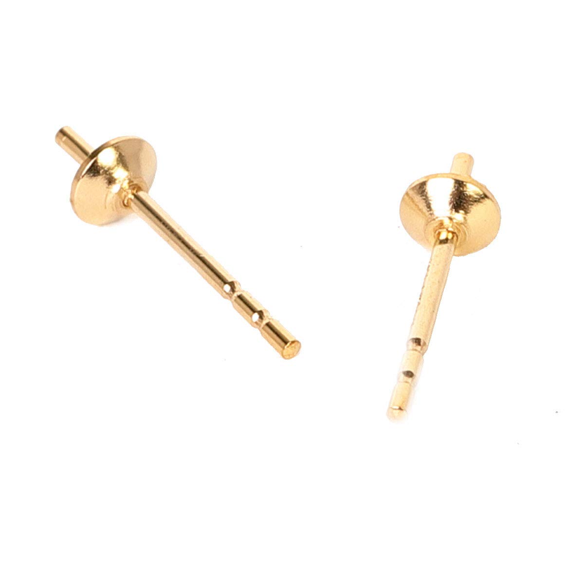 [アクセサリーショップピエナ]14KGF 芯立て 皿3mm 1ペア アクセサリーパーツ ゴールド ピアスポスト