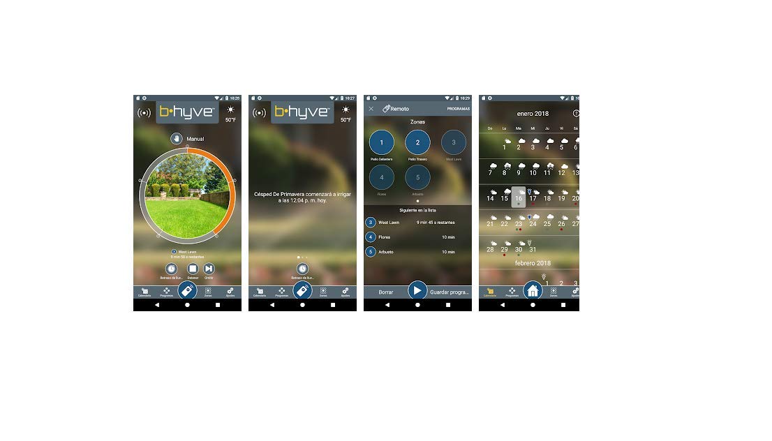 Orbit B-Hyve 94990-Programador Inteligente de riego con Enchufe Wi-Fi para Grifo de Manguera, Gris